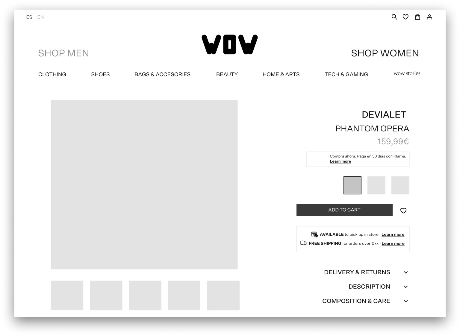Product Page – Sin Talla